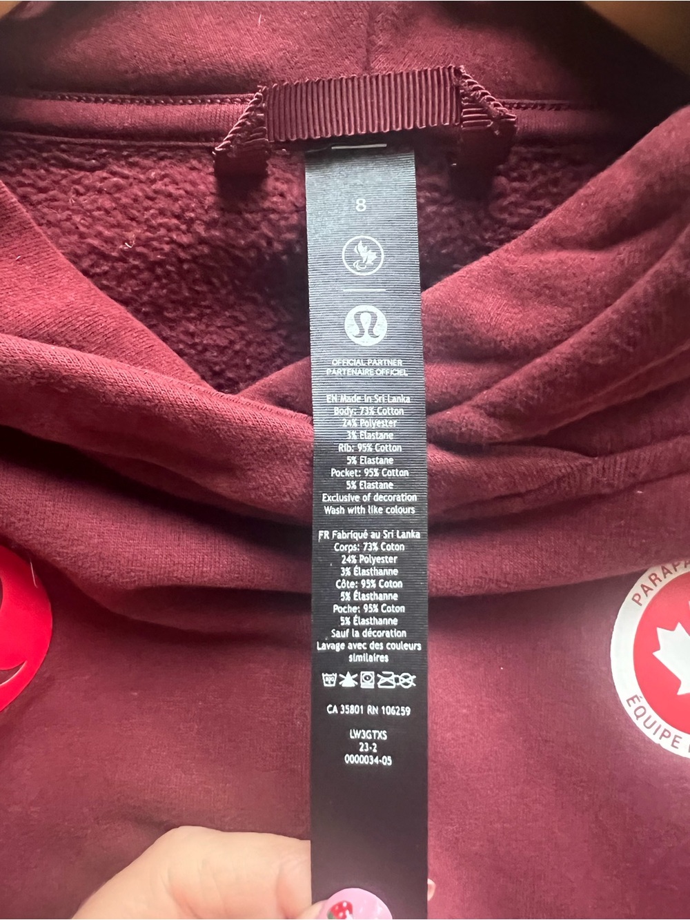 Rare Lululemon Team Canada Parapan Am Team Olympic Hoodie Size 8 - Picture 5 of 8